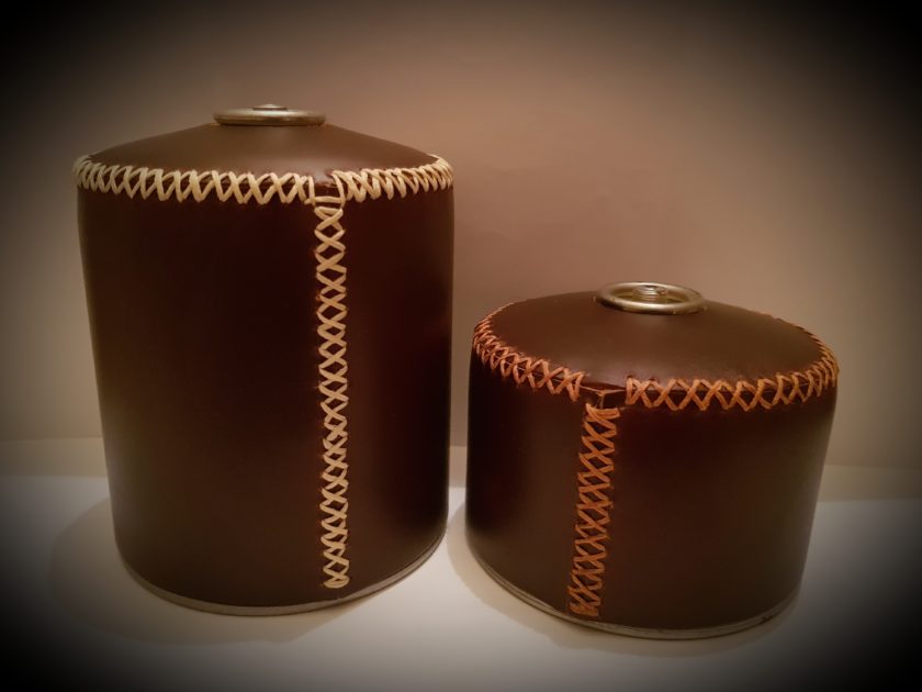 Hand Made Brown "Leather Jacket" Gas Canister Cover The Squirrels Nuts